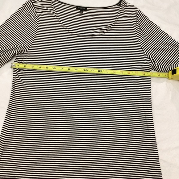 Talbots Women's Black And White Striped Blouse Large Rounded Neck - Picture 7 of 7
